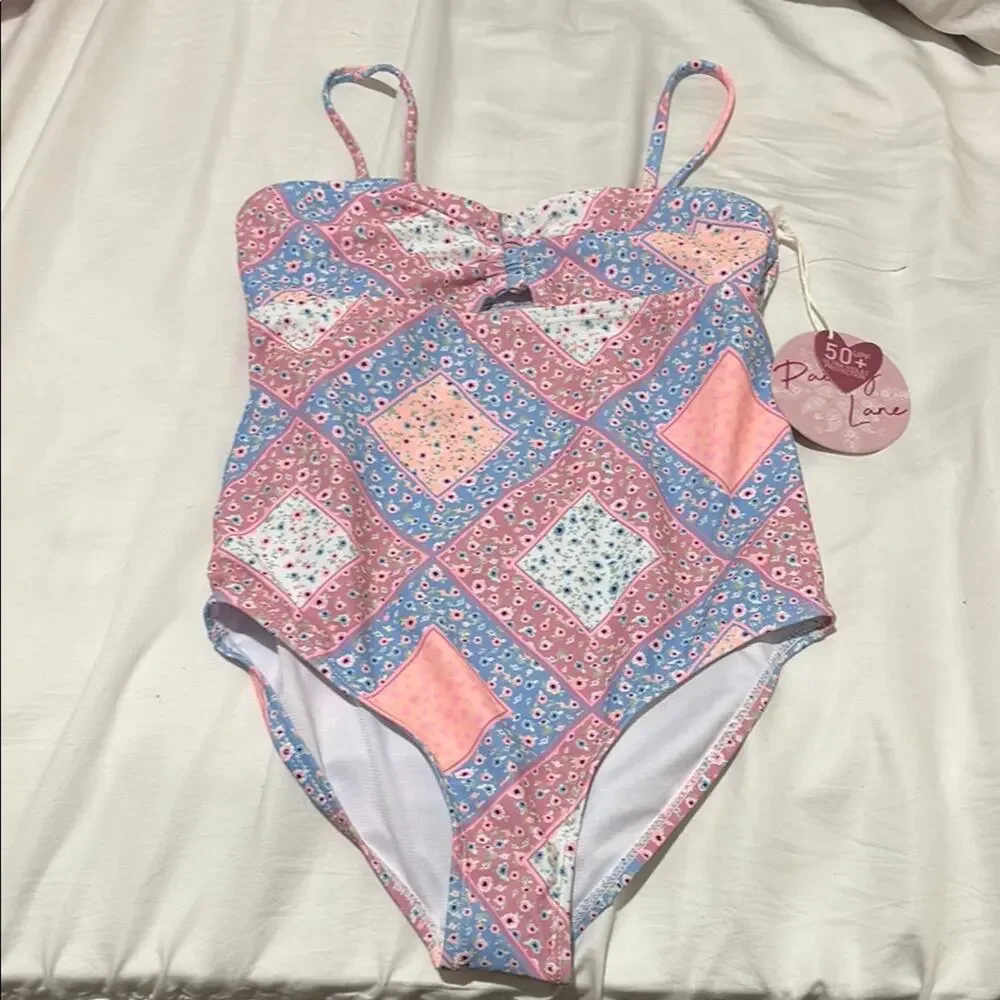 Paisley Lane 10 floral patchwork Pink/Blue Swimwear love shack fancy vibes nwt